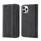 Splicing Skin Feel Magnetic Leather Phone Case For iPhone 11 Pro(Black) - 1