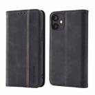 For iPhone 11 Splicing Skin Feel Magnetic Leather Phone Case (Black) - 1