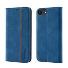 For iPhone SE 2022 / SE 2020 / 8 / 7 Splicing Skin Feel Magnetic Leather Phone Case(Blue) - 1