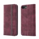 For iPhone SE 2022 / SE 2020 / 8 / 7 Splicing Skin Feel Magnetic Leather Phone Case(Wine Red) - 1