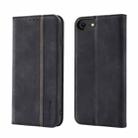 For iPhone SE 2022 / SE 2020 / 8 / 7 Splicing Skin Feel Magnetic Leather Phone Case(Black) - 1