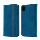 Splicing Skin Feel Magnetic Leather Phone Case For iPhone XS Max(Blue) - 1