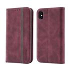 Splicing Skin Feel Magnetic Leather Phone Case For iPhone XS Max(Wine Red) - 1