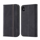 Splicing Skin Feel Magnetic Leather Phone Case For iPhone XS / X(Black) - 1