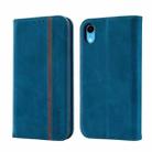 Splicing Skin Feel Magnetic Leather Phone Case For iPhone XR(Blue) - 1