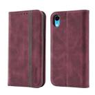 Splicing Skin Feel Magnetic Leather Phone Case For iPhone XR(Wine Red) - 1