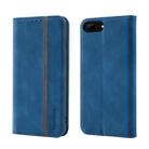 Splicing Skin Feel Magnetic Leather Phone Case For iPhone 8 Plus / 7 Plus(Blue) - 1