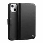 For iPhone 13 mini QIALINO Magnetic Buckle Leather Phone Case (Black) - 1