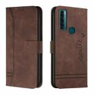 For TCL 20 SE Retro Skin Feel Horizontal Flip Soft TPU + PU Leather Phone Case(Coffee) - 1