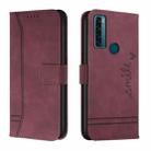 For TCL 20 SE Retro Skin Feel Horizontal Flip Soft TPU + PU Leather Phone Case(Wine Red) - 1