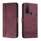 For TCL 20 R 5G Retro Skin Feel Horizontal Flip Soft TPU + PU Leather Phone Case(Wine Red) - 1