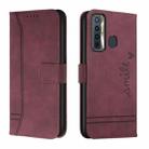 For Tecno Camon 17 Retro Skin Feel Horizontal Flip Soft TPU + PU Leather Phone Case(Wine Red) - 1