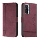 For Tecno Camon 17 Pro Retro Skin Feel Horizontal Flip Soft TPU + PU Leather Phone Case(Wine Red) - 1