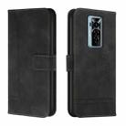 For Tecno Phantom X Retro Skin Feel Horizontal Flip Soft TPU + PU Leather Phone Case(Black) - 1