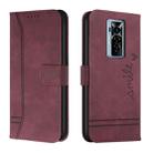 For Tecno Phantom X Retro Skin Feel Horizontal Flip Soft TPU + PU Leather Phone Case(Wine Red) - 1