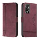 For Tecno Pova 2 Retro Skin Feel Horizontal Flip Soft TPU + PU Leather Phone Case(Wine Red) - 1