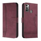 For Tecno Spark 7 Retro Skin Feel Horizontal Flip Soft TPU + PU Leather Phone Case(Wine Red) - 1