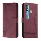 For Tecno Spark 7 Pro Retro Skin Feel Horizontal Flip Soft TPU + PU Leather Phone Case(Wine Red) - 1