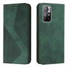 For Xiaomi Redmi Note 11 Skin Feel Magnetic S-type Solid Color Leather Phone Case(Green) - 1