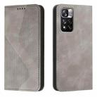 For Xiaomi Redmi Note 11 Pro Skin Feel Magnetic S-type Solid Color Leather Phone Case(Grey) - 1