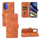 For Motorola Moto G51 5G Skin Feel Magnetic Flip Leather Phone Case(Brown) - 1