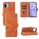 For Ulefone Note 6 Skin Feel Magnetic Flip Leather Phone Case(Brown) - 1