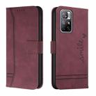 For Xiaomi Redmi Note 11 Retro Skin Feel Horizontal Flip Soft TPU + PU Leather Phone Case(Wine Red) - 1