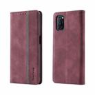 For OPPO A52 / A72 / A92 Splicing Skin Feel Magnetic Leather Phone Case(Wine Red) - 1