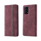 For OPPO Find X3 Lite Splicing Skin Feel Magnetic Leather Phone Case(Wine Red) - 1