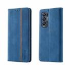 For OPPO Find X3 Neo Splicing Skin Feel Magnetic Leather Phone Case(Blue) - 1