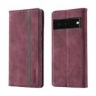 For Google Pixel 6 Splicing Skin Feel Magnetic Leather Phone Case(Wine Red) - 1