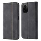 For Xiaomi Redmi K40 Pro Splicing Skin Feel Magnetic Leather Phone Case(Black) - 1