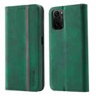 For Xiaomi Redmi K40 Pro Splicing Skin Feel Magnetic Leather Phone Case(Green) - 1