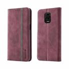For Xiaomi Redmi Note 9 Pro Splicing Skin Feel Magnetic Leather Phone Case(Wine Red) - 1
