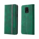 For Xiaomi Redmi Note 9 Pro Splicing Skin Feel Magnetic Leather Phone Case(Green) - 1