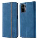 For Xiaomi Redmi Note 10 4G Splicing Skin Feel Magnetic Leather Phone Case(Blue) - 1