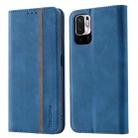 For Xiaomi Redmi Note 10 5G Splicing Skin Feel Magnetic Leather Phone Case(Blue) - 1