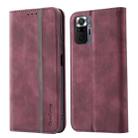 For Xiaomi Redmi Note 10 Pro 4G Splicing Skin Feel Magnetic Leather Phone Case(Wine Red) - 1