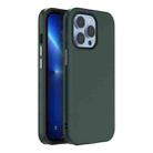 For iPhone 13 Mutural Plain Skin Leather + PC + TPU Phone Case(Dark Green) - 1