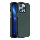 For iPhone 13 Pro Mutural Plain Skin Leather + PC + TPU Phone Case (Dark Green) - 1