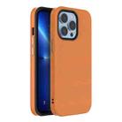 For iPhone 13 Pro Max Mutural Plain Skin Leather + PC + TPU Phone Case (Orange) - 1