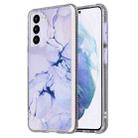 For Samsung Galaxy S22 5G Glazed Marble Pattern TPU + Acrylic Phone Case(White) - 1