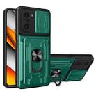 For Xiaomi Redmi K40/Poco F3/Mi 11i Sliding Camshield Card Phone Case(Dark Green) - 1