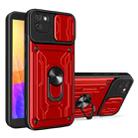 For Huawei Y5p Sliding Camshield Card Phone Case(Red) - 1