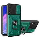 For Huawei Y7p Sliding Camshield Card Phone Case(Dark Green) - 1