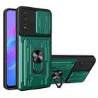 For Huawei Y8p Sliding Camshield Card Phone Case(Dark Green) - 1