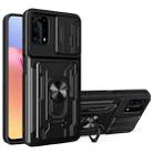 For Huawei Y6a Sliding Camshield Card Phone Case(Black) - 1