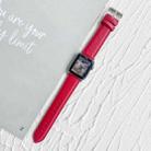 Lychee Top Layer Cowhide Watch Band For Apple Watch Series 9&8&7 41mm / SE 3&SE 2&6&SE&5&4 40mm / 3&2&1 38mm(Rose Red) - 1