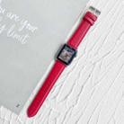 Lychee Top Layer Cowhide Watch Band For Apple Watch Ultra 49mm&Watch Ultra 2 49mm / Series 9&8&7 45mm / SE 3&SE 2&6&SE&5&4 44mm / 3&2&1 42mm(Rose Red) - 1