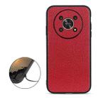 For Honor X30 / X40 GT Accurate Hole Litchi Texture Genuine Leather Shockproof Phone Case(Red) - 1